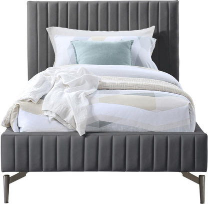 Meridian Furniture - Gallo Dark Grey Vegan Leather Twin Bed - GalloGrey-T veiw 3