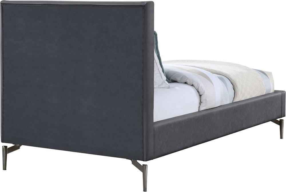 Meridian Furniture - Gallo Dark Grey Vegan Leather Twin Bed - GalloGrey-T veiw 5