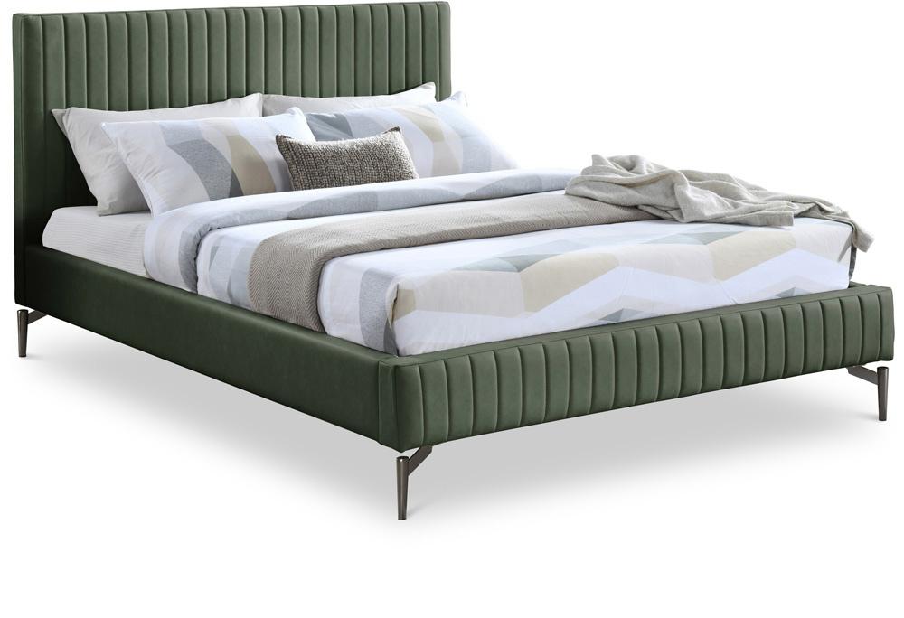 Meridian Furniture - Gallo Green Vegan Leather Queen Bed - GalloGreen-Q veiw 1