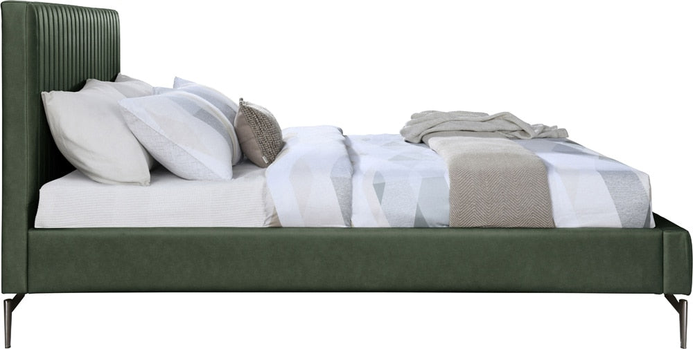 Meridian Furniture - Gallo Green Vegan Leather Queen Bed - GalloGreen-Q veiw 4