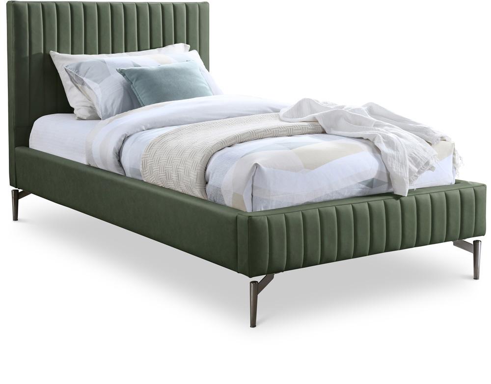 Meridian Furniture - Gallo Green Vegan Leather Twin Bed - GalloGreen-T veiw 1