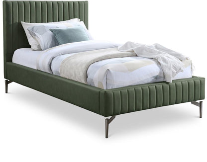 Meridian Furniture - Gallo Green Vegan Leather Twin Bed - GalloGreen-T veiw 1