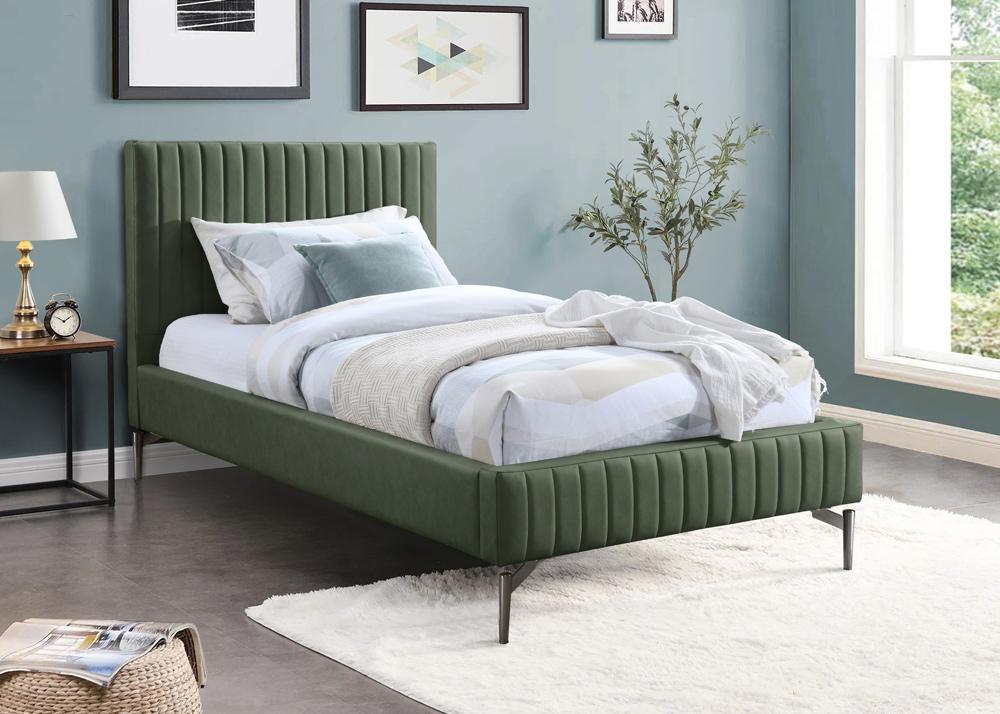 Meridian Furniture - Gallo Green Vegan Leather Twin Bed - GalloGreen-T veiw 2