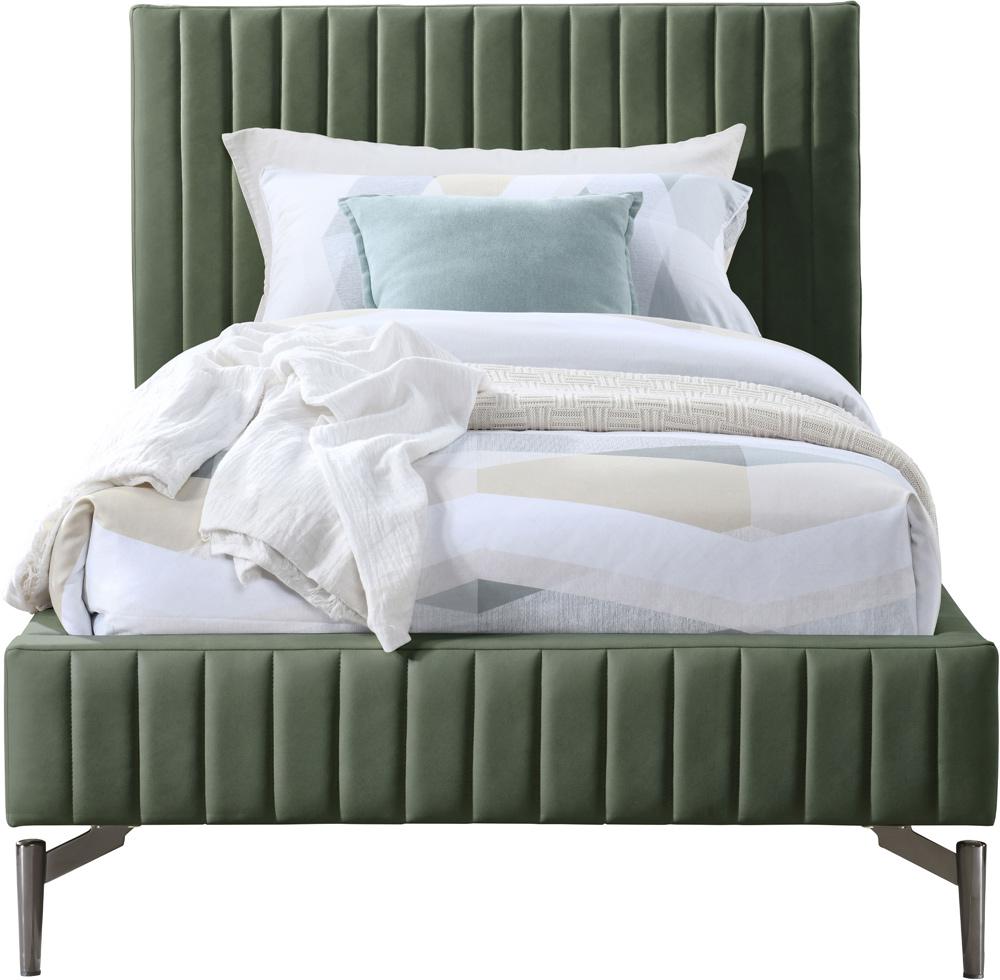 Meridian Furniture - Gallo Green Vegan Leather Twin Bed - GalloGreen-T veiw 3