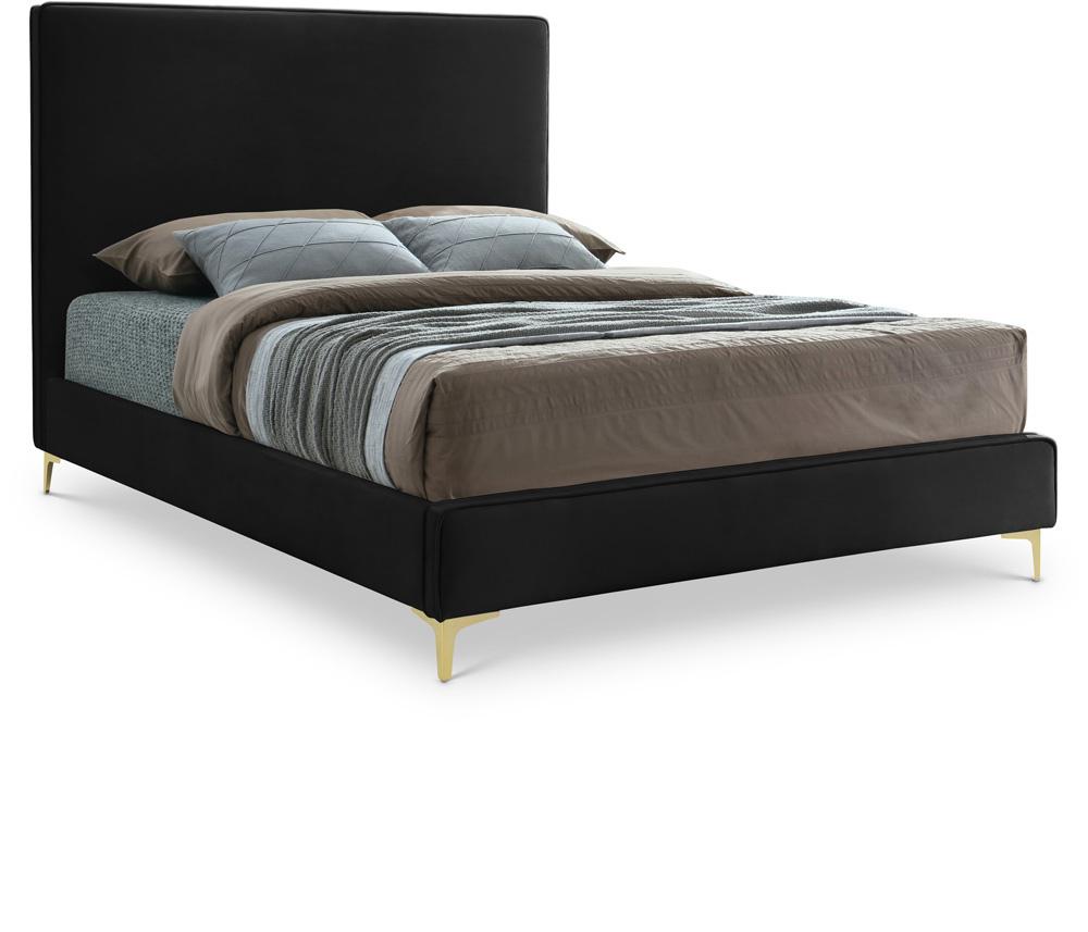Meridian Furniture - Geri Black Velvet Queen Bed - GeriBlack-Q veiw 1