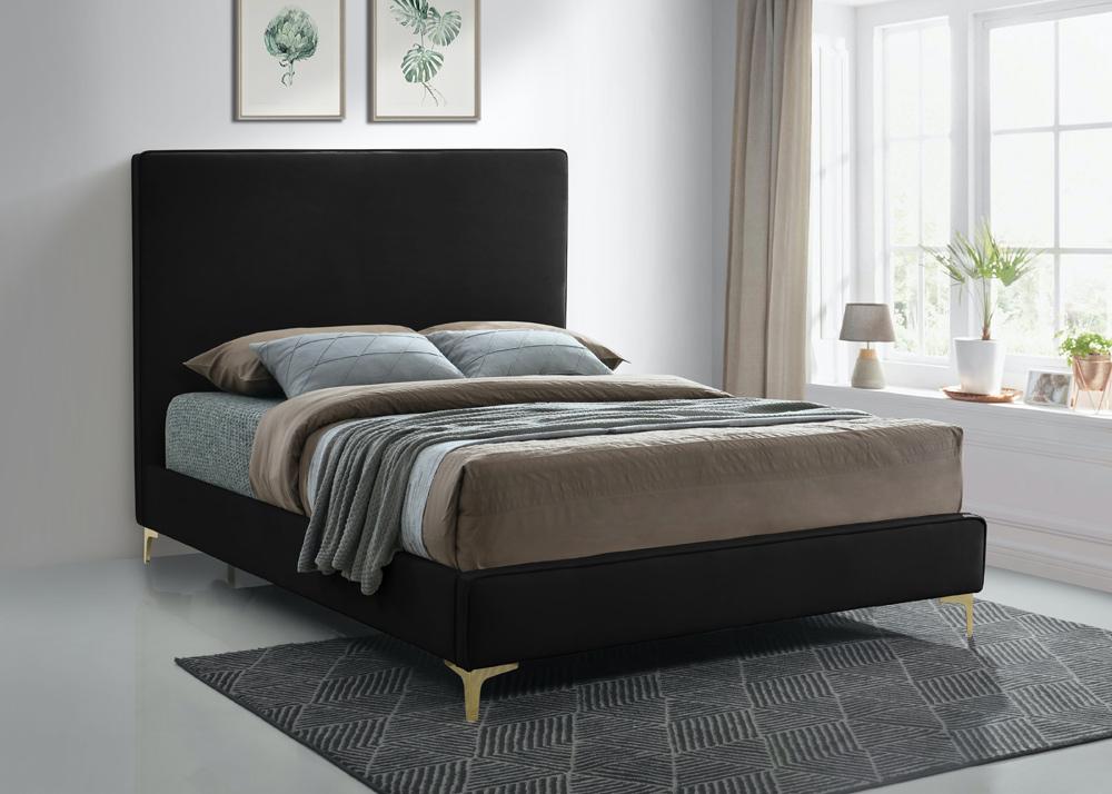 Meridian Furniture - Geri Black Velvet Queen Bed - GeriBlack-Q veiw 3