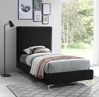 Meridian Furniture - Geri Black Velvet Twin Bed - GeriBlack-T veiw 3