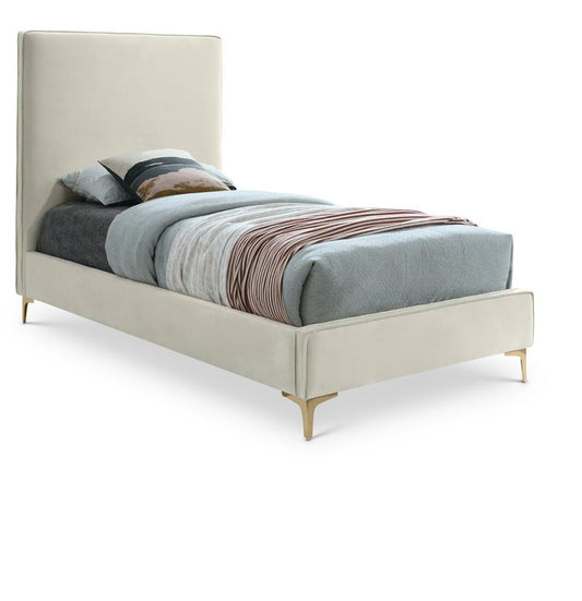 Meridian Furniture - Geri Cream Velvet Twin Bed - GeriCream-T veiw 1