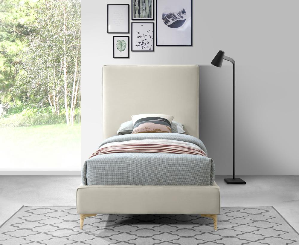 Meridian Furniture - Geri Cream Velvet Twin Bed - GeriCream-T veiw 7