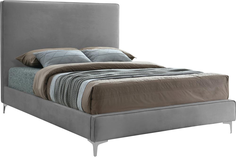 Meridian Furniture - Geri Grey Velvet King Bed - GeriGrey-K veiw 2