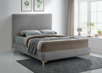 Meridian Furniture - Geri Grey Velvet King Bed - GeriGrey-K veiw 3