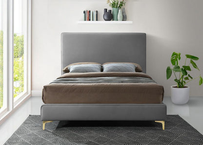 Meridian Furniture - Geri Grey Velvet Queen Bed - GeriGrey-Q veiw 7