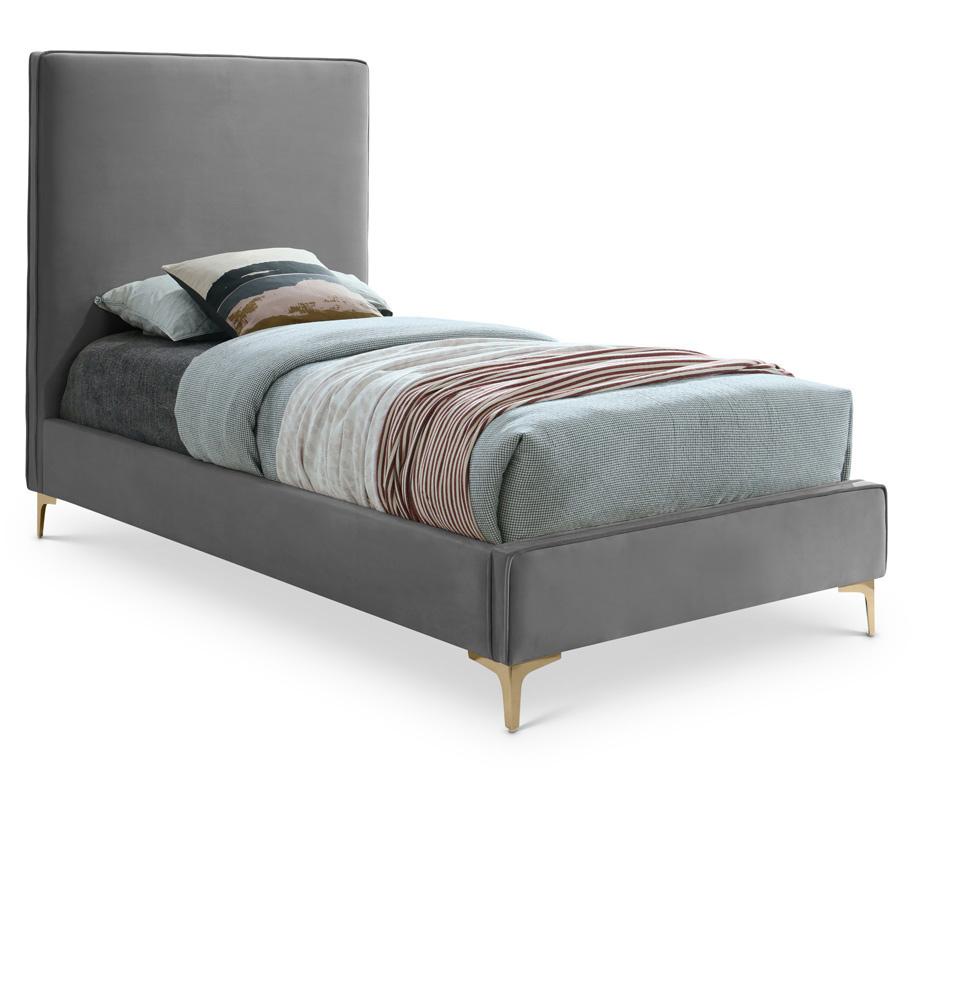 Meridian Furniture - Geri Grey Velvet Twin Bed - GeriGrey-T veiw 1