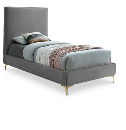 Meridian Furniture - Geri Grey Velvet Twin Bed - GeriGrey-T veiw 1