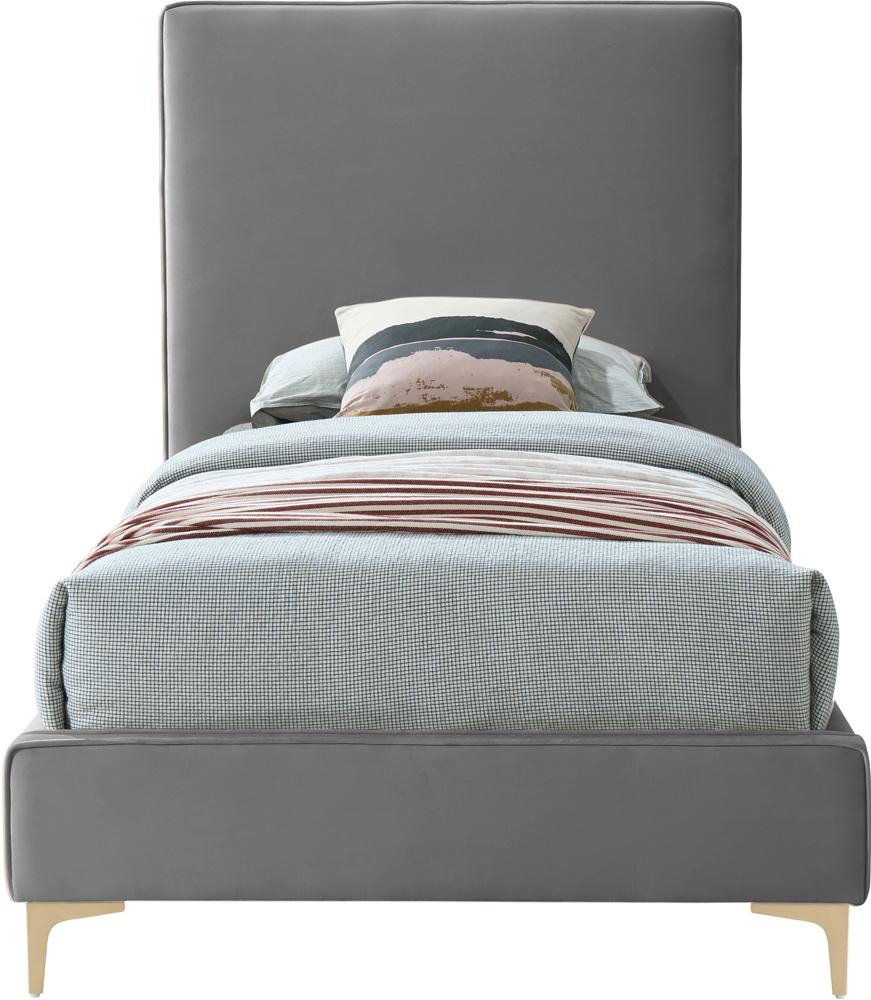 Meridian Furniture - Geri Grey Velvet Twin Bed - GeriGrey-T veiw 5