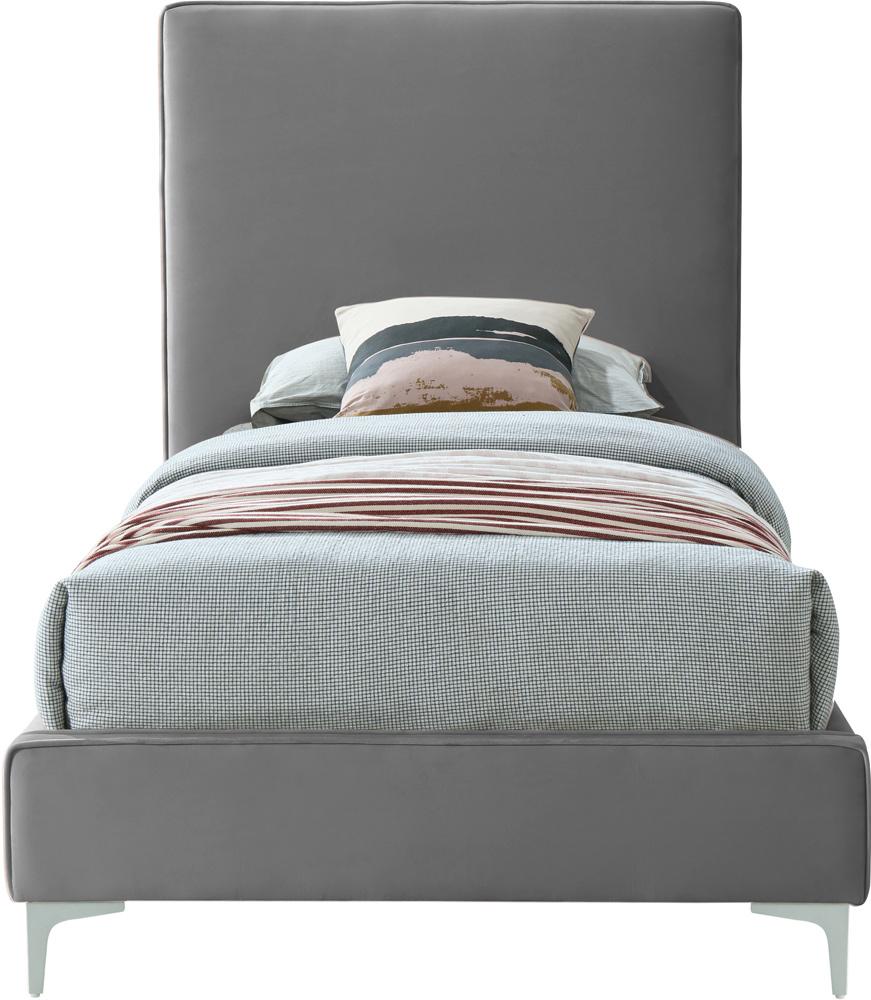 Meridian Furniture - Geri Grey Velvet Twin Bed - GeriGrey-T veiw 6