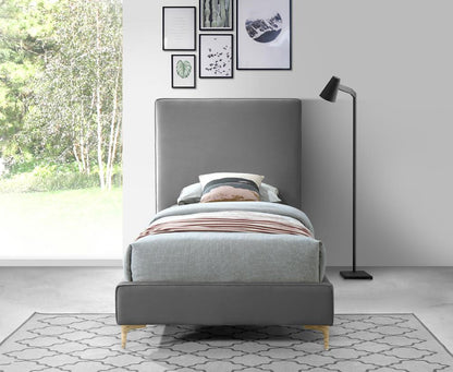 Meridian Furniture - Geri Grey Velvet Twin Bed - GeriGrey-T veiw 7