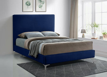 Meridian Furniture - Geri Navy Velvet King Bed - GeriNavy-K veiw 4