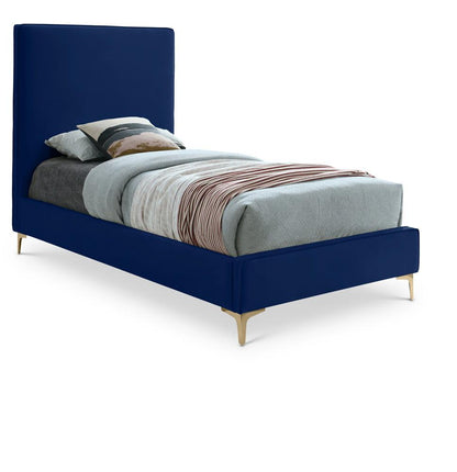 Meridian Furniture - Geri Navy Velvet Twin Bed - GeriNavy-T veiw 1