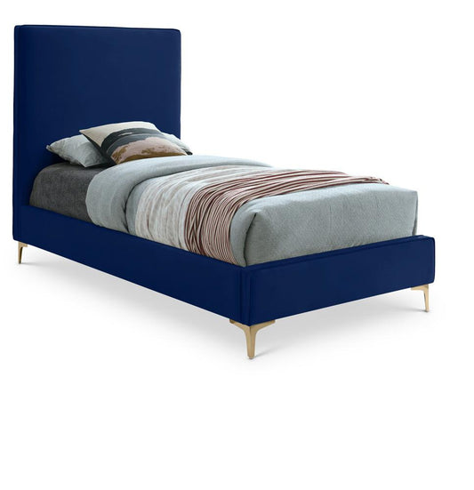 Meridian Furniture - Geri Navy Velvet Twin Bed - GeriNavy-T veiw 1