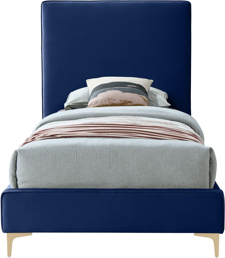 Meridian Furniture - Geri Navy Velvet Twin Bed - GeriNavy-T veiw 5