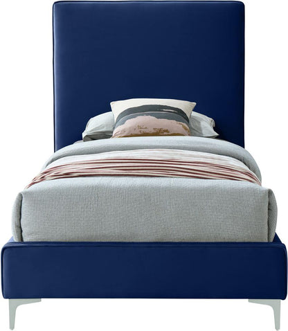 Meridian Furniture - Geri Navy Velvet Twin Bed - GeriNavy-T veiw 6