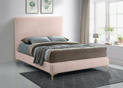 Meridian Furniture - Geri Pink Velvet Queen Bed - GeriPink-Q veiw 3