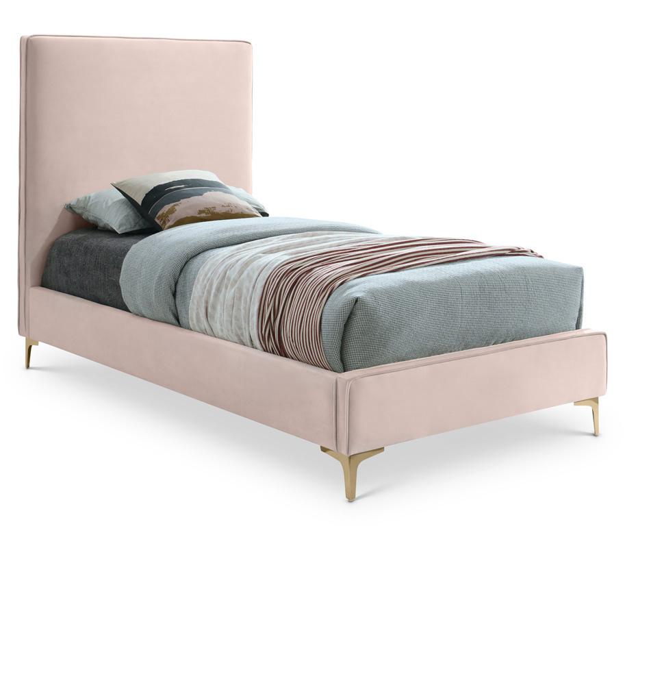 Meridian Furniture - Geri Pink Velvet Twin Bed - GeriPink-T veiw 1