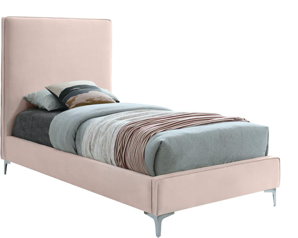Meridian Furniture - Geri Pink Velvet Twin Bed - GeriPink-T veiw 2