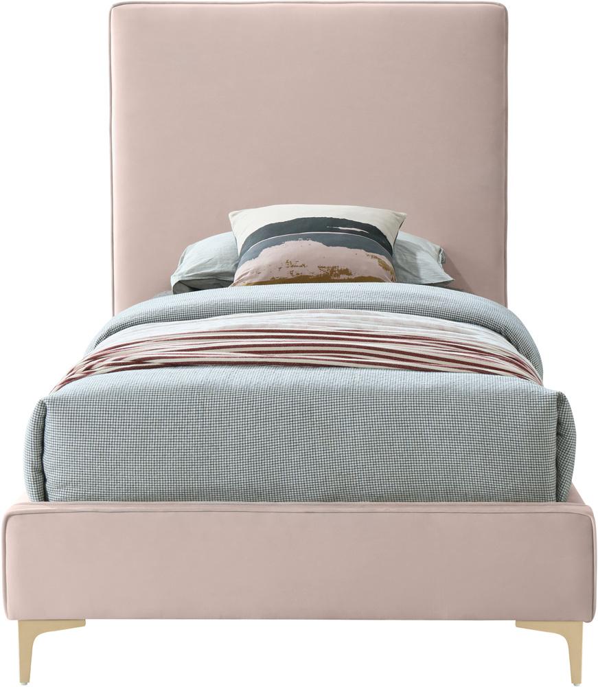 Meridian Furniture - Geri Pink Velvet Twin Bed - GeriPink-T veiw 5