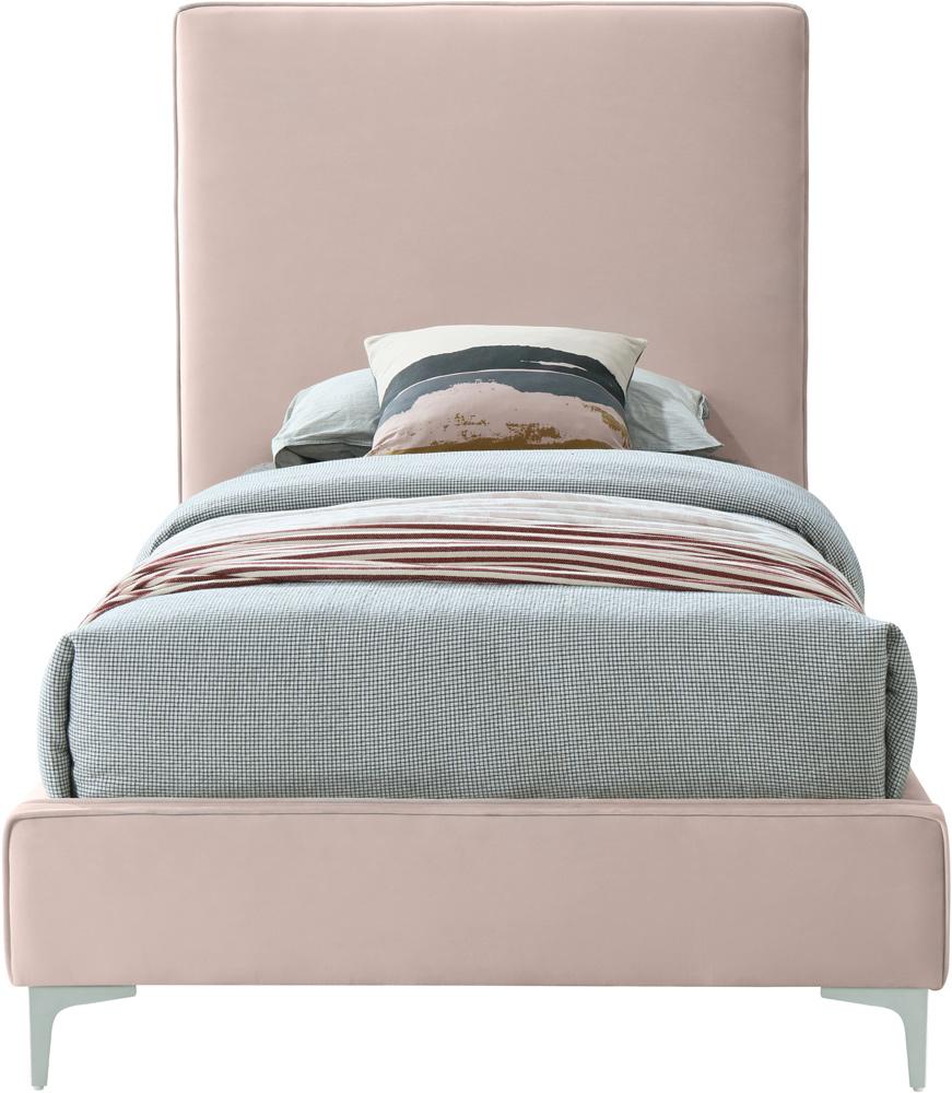 Meridian Furniture - Geri Pink Velvet Twin Bed - GeriPink-T veiw 6