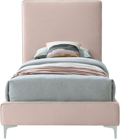 Meridian Furniture - Geri Pink Velvet Twin Bed - GeriPink-T veiw 6
