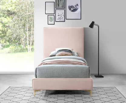Meridian Furniture - Geri Pink Velvet Twin Bed - GeriPink-T veiw 7