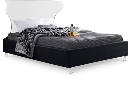 Meridian Furniture - Ghost Black Velvet King Bed - GhostBlack-K veiw 1