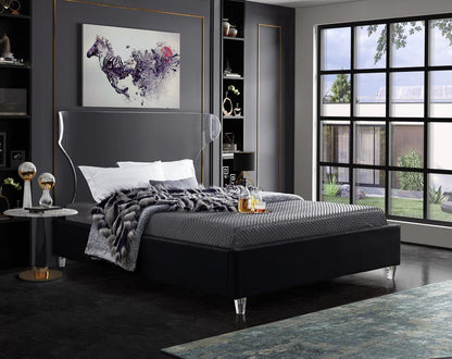 Meridian Furniture - Ghost Black Velvet King Bed - GhostBlack-K veiw 2