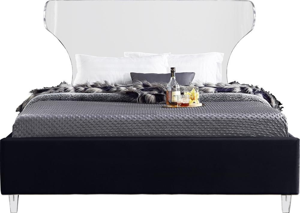 Meridian Furniture - Ghost Black Velvet King Bed - GhostBlack-K veiw 3