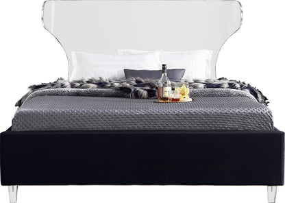 Meridian Furniture - Ghost Black Velvet King Bed - GhostBlack-K veiw 3