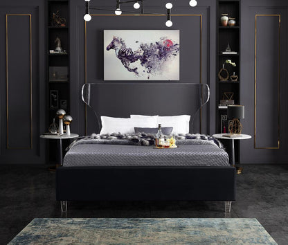 Meridian Furniture - Ghost Black Velvet King Bed - GhostBlack-K veiw 4