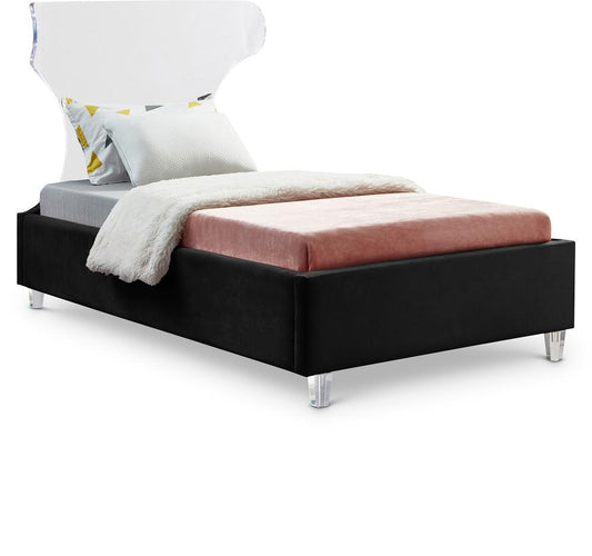 Meridian Furniture - Ghost Black Velvet Twin Bed - GhostBlack-T veiw 1