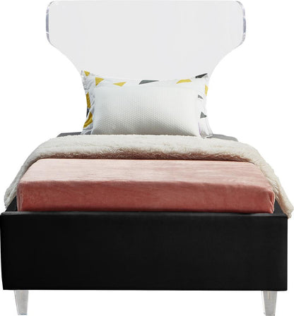 Meridian Furniture - Ghost Black Velvet Twin Bed - GhostBlack-T veiw 3