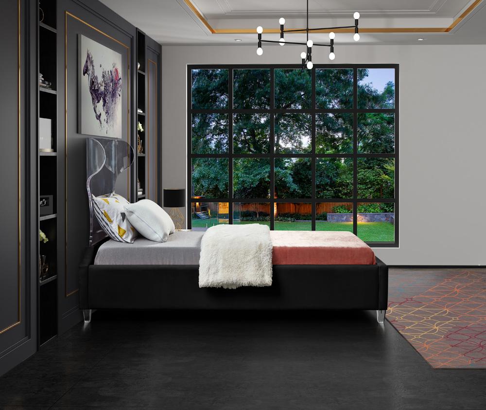 Meridian Furniture - Ghost Black Velvet Twin Bed - GhostBlack-T veiw 5