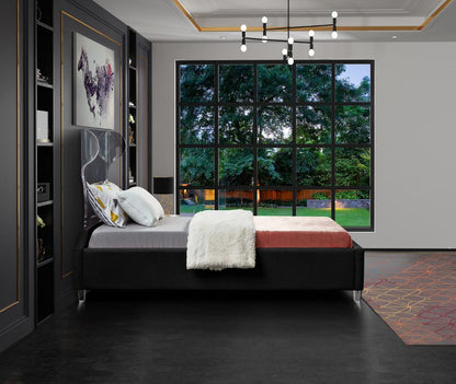 Meridian Furniture - Ghost Black Velvet Twin Bed - GhostBlack-T veiw 5