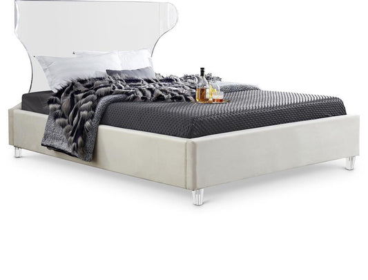 Meridian Furniture - Ghost Cream Velvet Full Bed - GhostCream-F veiw 1