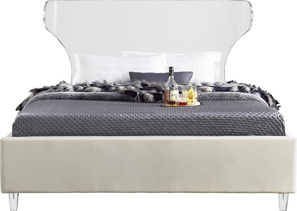 Meridian Furniture - Ghost Cream Velvet Full Bed - GhostCream-F veiw 3