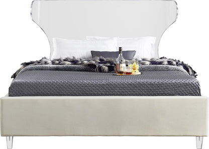 Meridian Furniture - Ghost Cream Velvet Full Bed - GhostCream-F veiw 3