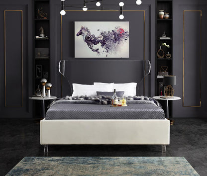 Meridian Furniture - Ghost Cream Velvet Full Bed - GhostCream-F veiw 4