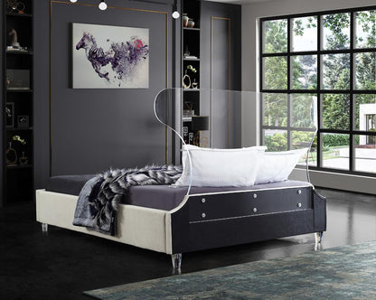 Meridian Furniture - Ghost Cream Velvet Full Bed - GhostCream-F veiw 6