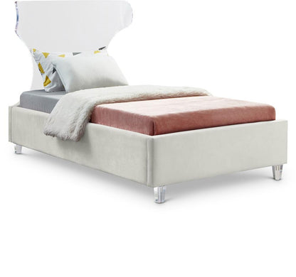 Meridian Furniture - Ghost Cream Velvet Twin Bed - GhostCream-T veiw 1