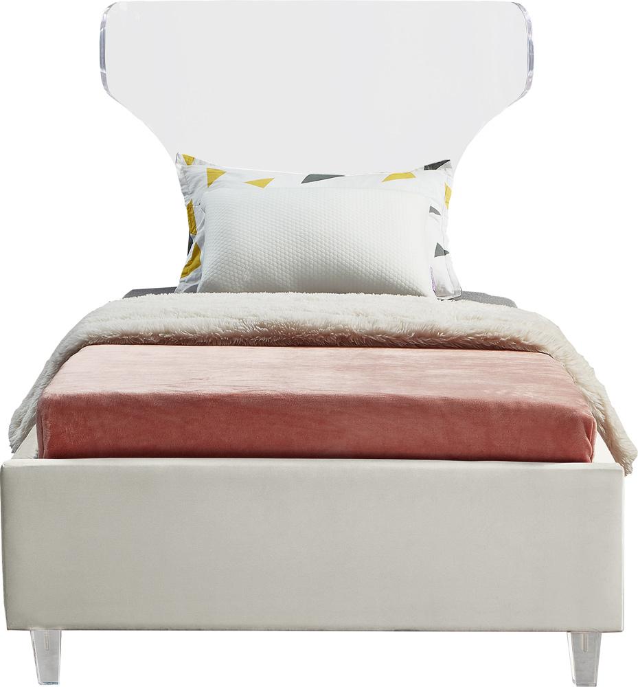 Meridian Furniture - Ghost Cream Velvet Twin Bed - GhostCream-T veiw 3