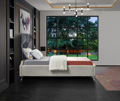 Meridian Furniture - Ghost Cream Velvet Twin Bed - GhostCream-T veiw 5